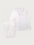 The White Company White Silk Classic Piped Pyjamas Set