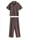 Black Cotton Gingham Long Pyjamas Set
