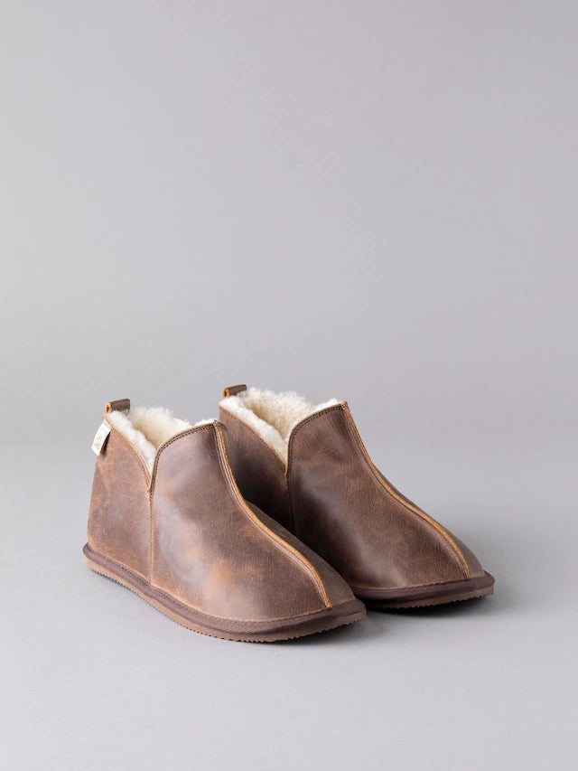 Leather Brown Slipper Boots
