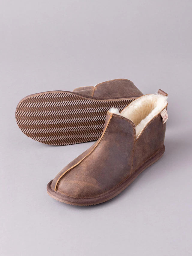 Leather Brown Slipper Boots