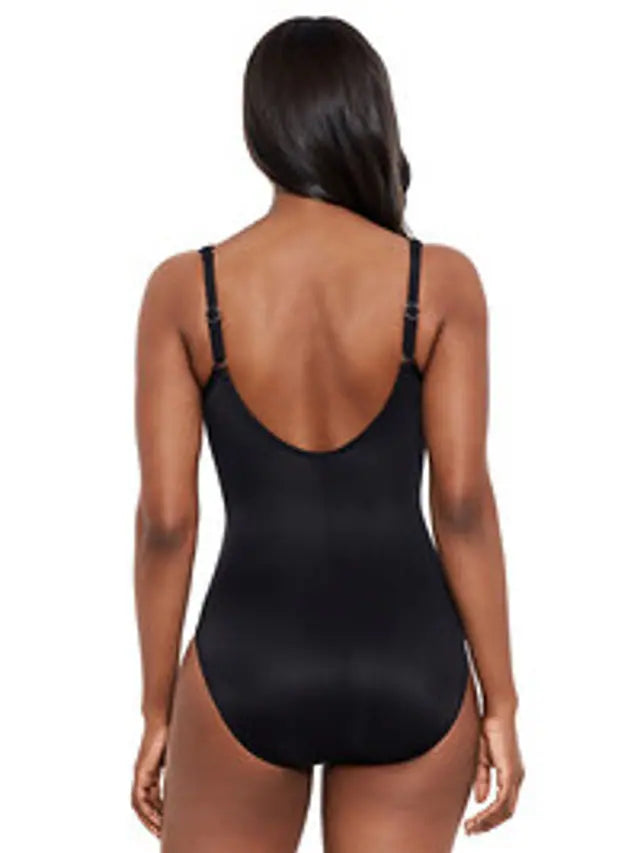 Miraclesuit Black Tummy Control Madero Plunge Swimsuit
