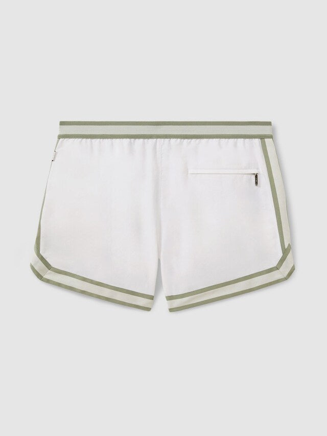 White Baller - Che Contrast Stripe Elasticated Waist Swim Shorts