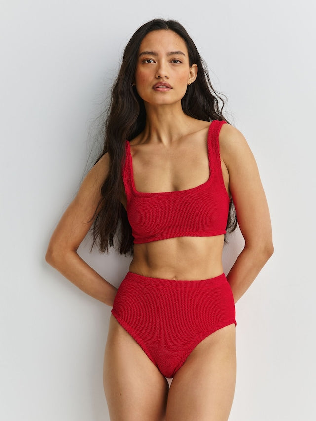 Red Patricia Square Neck High Waist Bikini