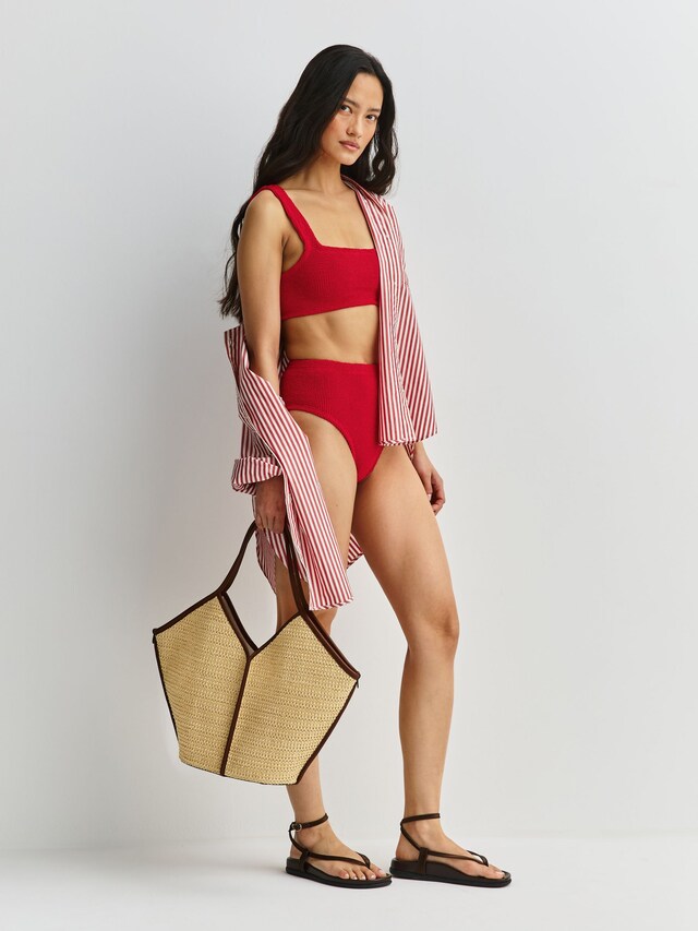 Red Patricia Square Neck High Waist Bikini