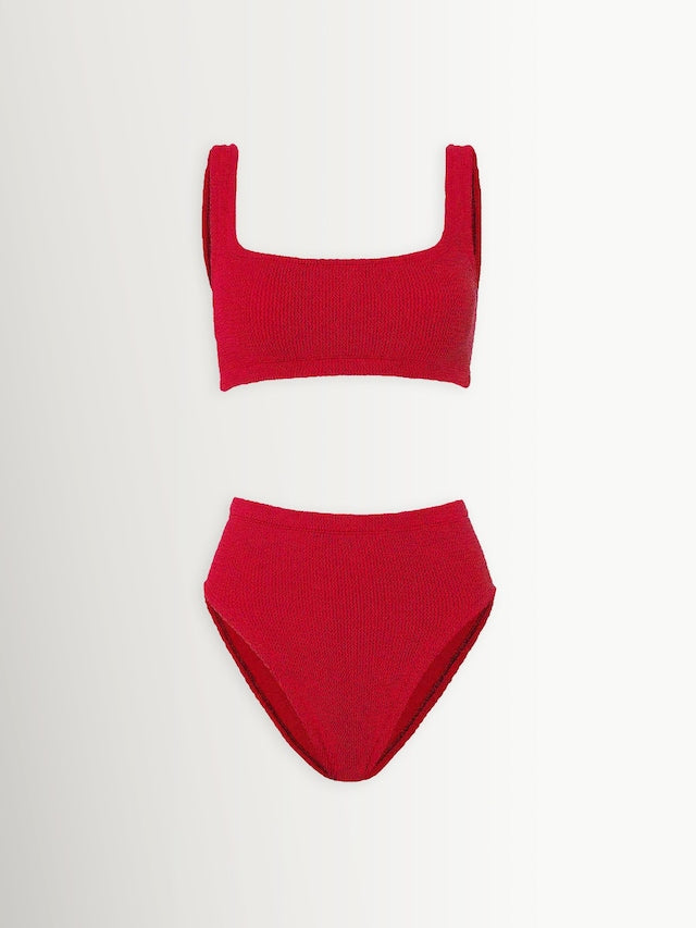 Red Patricia Square Neck High Waist Bikini
