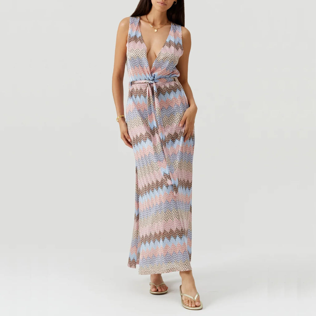BRIA ZIGZAG STRIPE LONG DRESS