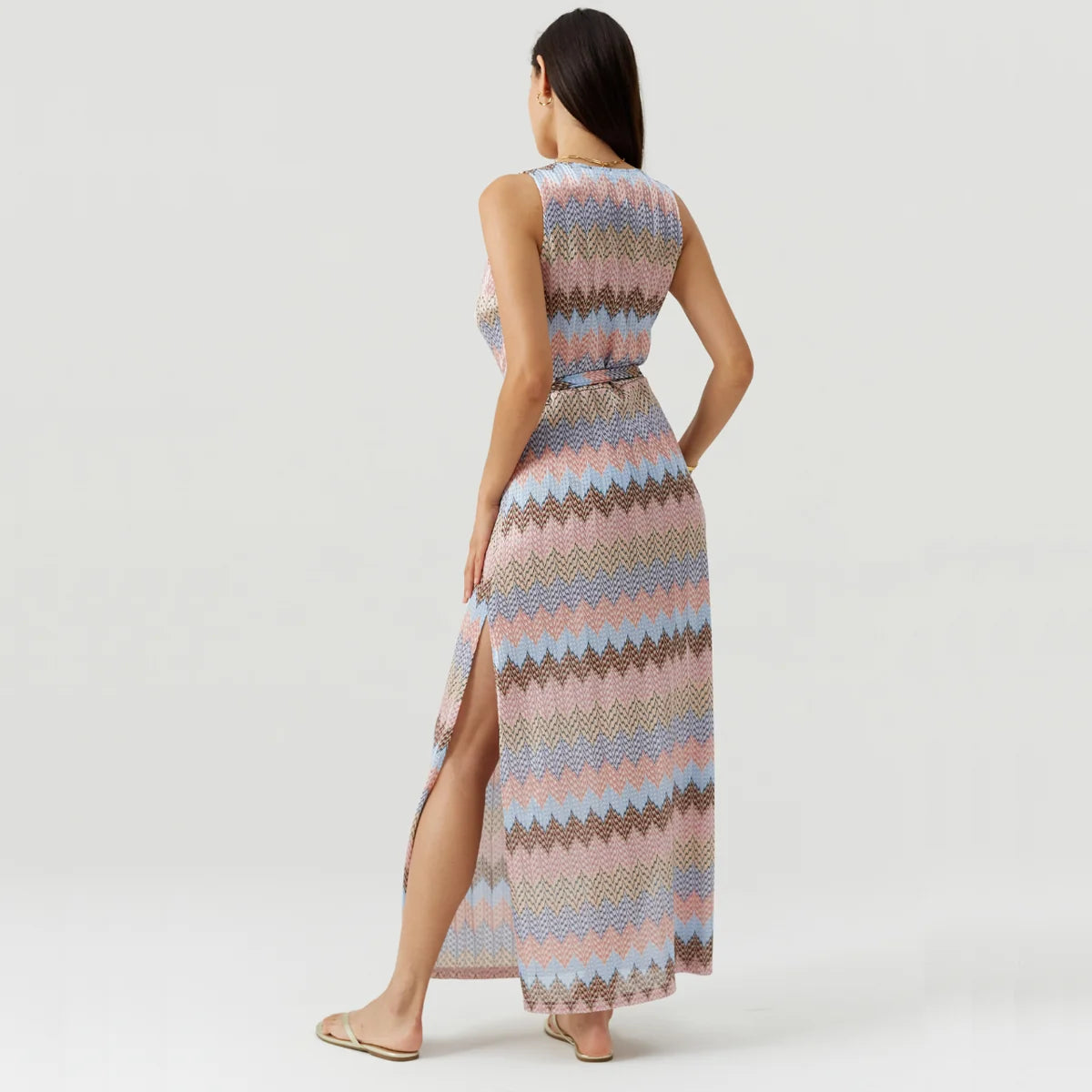 BRIA ZIGZAG STRIPE LONG DRESS