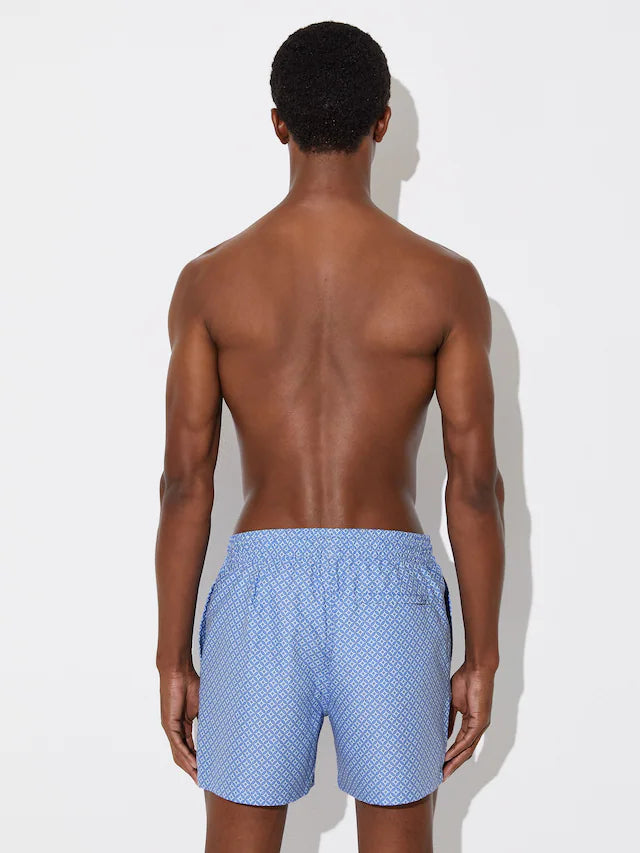 Blue Orient Geometric-Print Swim Shorts
