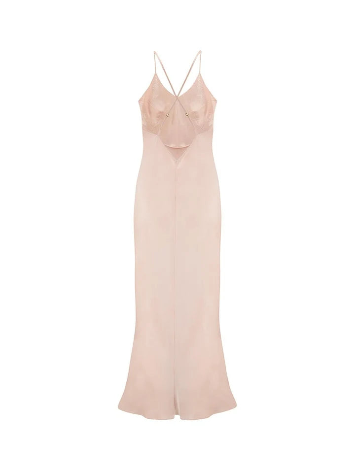 FLEUR DU JOUR BLUSH SILK SLIP DRESS