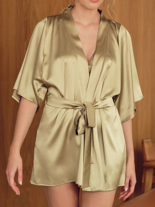 ARIANNA GREEN SILK ROBE
